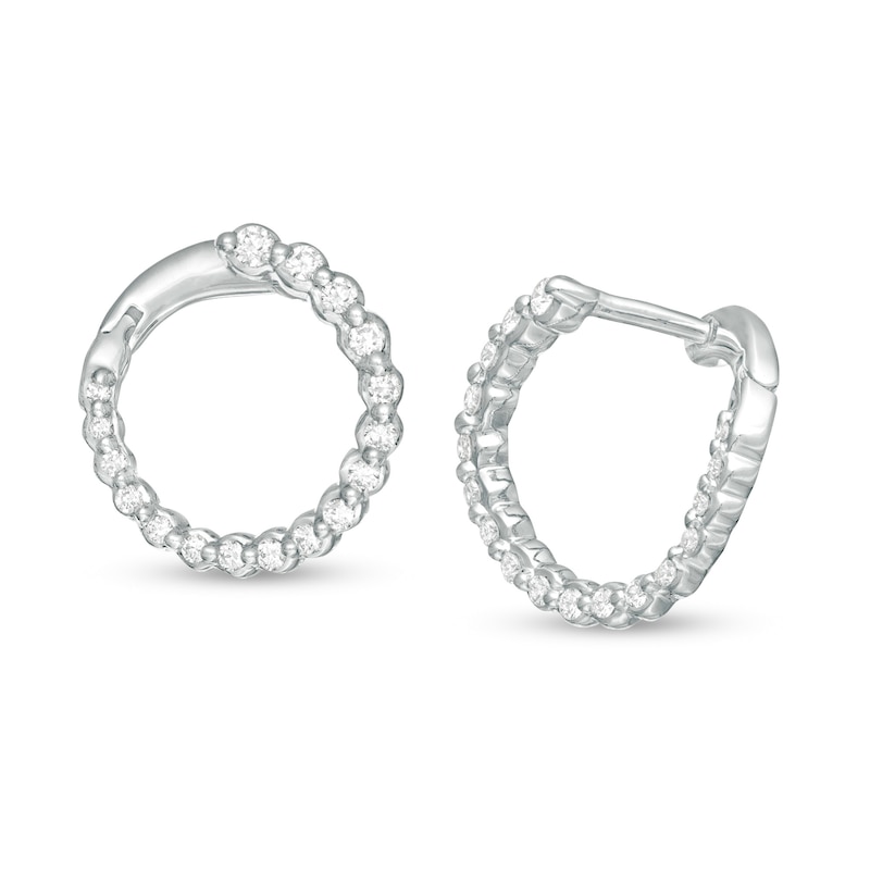 Main Image 1 of Marilyn Monroe™ Collection 1/4 CT. T.W. Journey Diamond Hoop Earrings in 10K White Gold