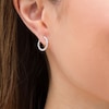 Thumbnail Image 3 of Marilyn Monroe™ Collection 1/4 CT. T.W. Journey Diamond Hoop Earrings in 10K White Gold