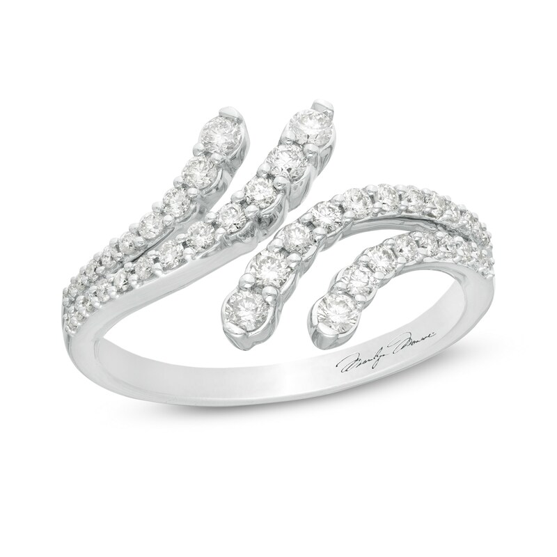Main Image 1 of Marilyn Monroe™ Collection 1/2 CT. T.W. Journey Diamond Bypass Open Ring in 10K White Gold