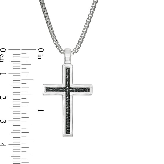 Vera Wang Men 1/4 CT. T.w. Black Diamond Cross Pendant in Sterling Silver - 22"