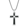 Thumbnail Image 1 of Vera Wang Men 1/6 CT. Diamond Solitaire Black Enamel Cross Pendant in Sterling Silver with Black Rhodium - 22"