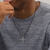 Thumbnail Image 2 of Vera Wang Men 1/6 CT. Diamond Solitaire Black Enamel Cross Pendant in Sterling Silver with Black Rhodium - 22"