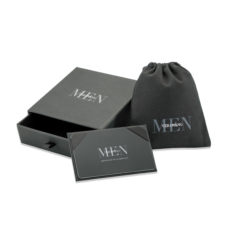 Main Image 4 of Vera Wang Men 1/6 CT. Diamond Solitaire Black Enamel Cross Pendant in Sterling Silver with Black Rhodium - 22"