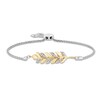 Thumbnail Image 0 of Enchanted Disney Anna 1/10 CT. T.W. Diamond Wheat Bolo Bracelet in Sterling Silver and 10K Gold- 9.0"