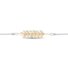 Thumbnail Image 2 of Enchanted Disney Anna 1/10 CT. T.W. Diamond Wheat Bolo Bracelet in Sterling Silver and 10K Gold- 9.0"