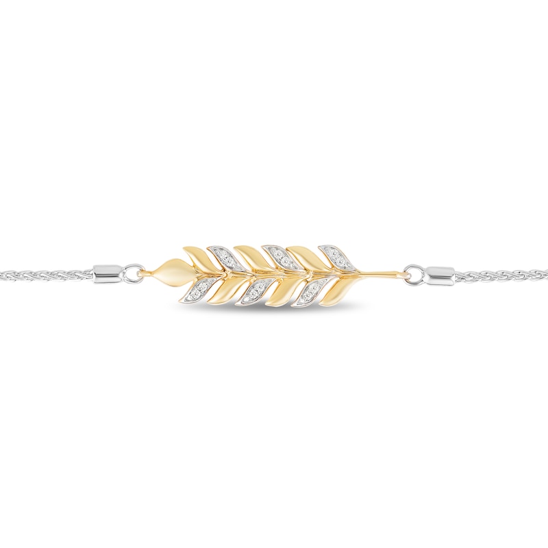 Main Image 2 of Enchanted Disney Anna 1/10 CT. T.W. Diamond Wheat Bolo Bracelet in Sterling Silver and 10K Gold- 9.0"