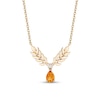 Thumbnail Image 1 of Enchanted Disney Anna Pear-Shaped Citrine and Diamond Accent Double Wheat Necklace in 10K Gold