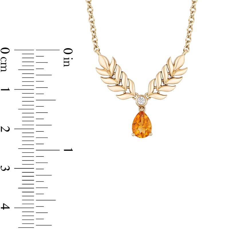 Main Image 3 of Enchanted Disney Anna Pear-Shaped Citrine and Diamond Accent Double Wheat Necklace in 10K Gold