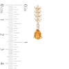 Thumbnail Image 2 of Enchanted Disney Anna Pear-Shaped Citrine and 1/20 CT. T.W. Diamond Wheat Earrings in 10K Gold