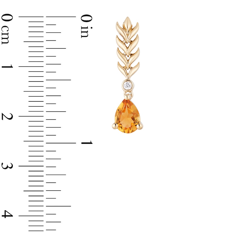 Main Image 2 of Enchanted Disney Anna Pear-Shaped Citrine and 1/20 CT. T.W. Diamond Wheat Earrings in 10K Gold