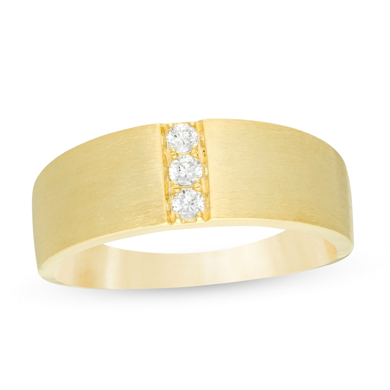 Main Image 1 of 1/6 CT. T.W. Diamond Three Stone Anniversary Band in 10K Gold