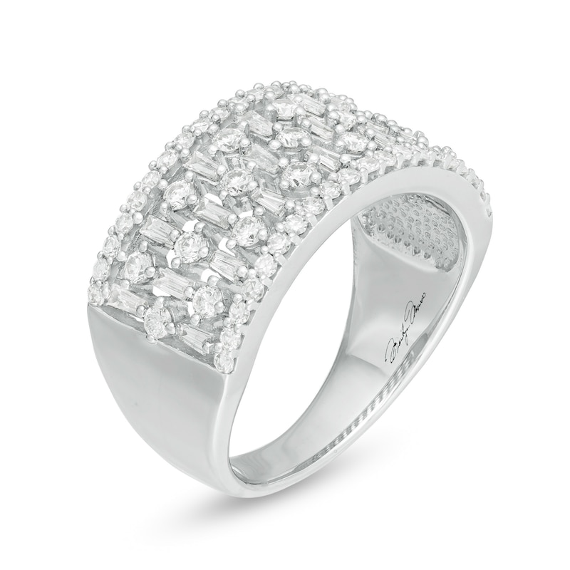 Marilyn Monroe™ Collection 1 CT. T.W. Baguette and Round Diamond Multi-Row Ring in 10K White Gold