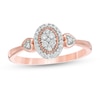 1/6 CT. T.W. Composite Diamond Oval Frame Heart-Sides Promise Ring in 10K Rose Gold