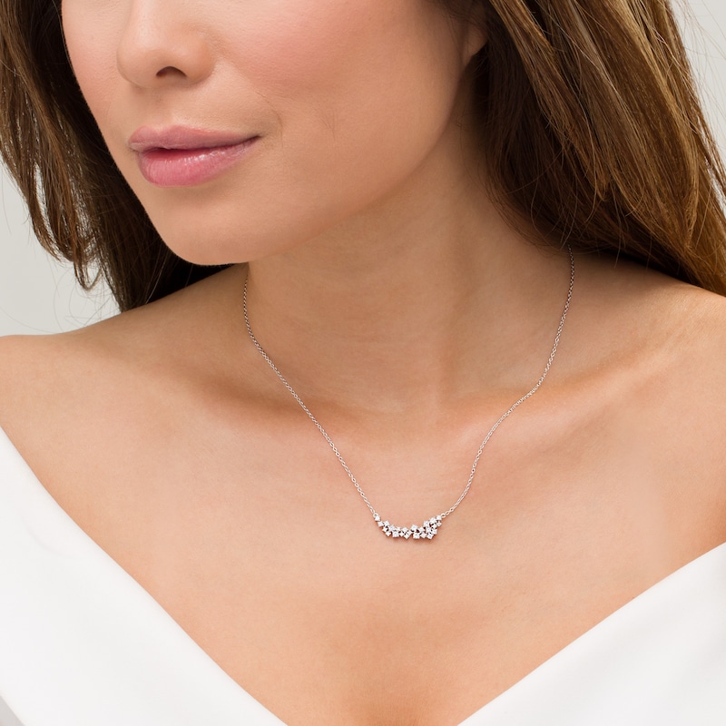 Main Image 3 of Marilyn Monroe™ Collection 1/2 CT. T.W. Diamond Graduated Necklace in 10K White Gold