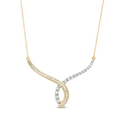 1 Ct T W Baguette And Round Diamond Chevron Necklace In 10k Gold Zales - Zales Diamond Heart Safety Pin Pendant 1 Ct T W Baguette And Round Diamond Chevron Necklace In 10k Gold Zales - Zales Diamond Heart Safety Pin Pendant