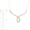 Thumbnail Image 3 of 1 CT. T.W. Baguette and Round Diamond Chevron Necklace in 10K Gold