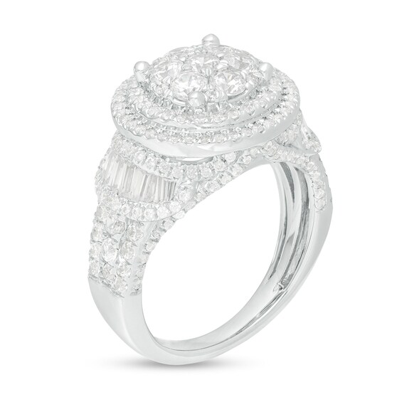 2 CT. T.w. Composite Diamond Double Frame Multi-Row Ring in 10K White Gold