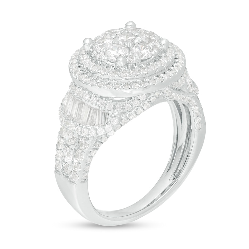 Main Image 3 of 2 CT. T.W. Composite Diamond Double Frame Multi-Row Ring in 10K White Gold