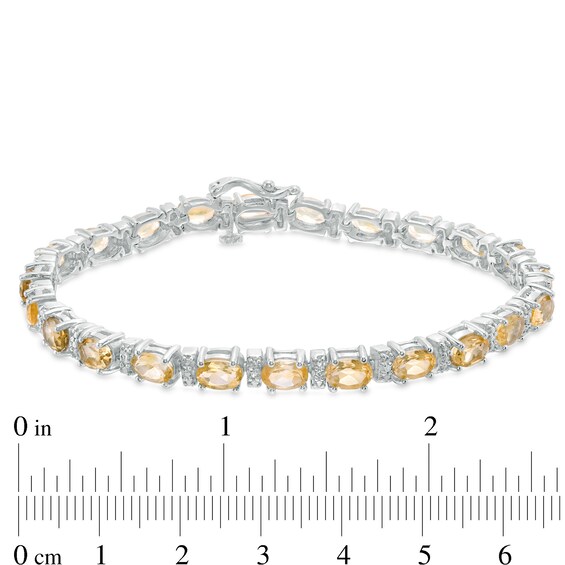 Oval Citrine and Diamond Accent Tennis Bracelet in Sterling Silver - 7.5"