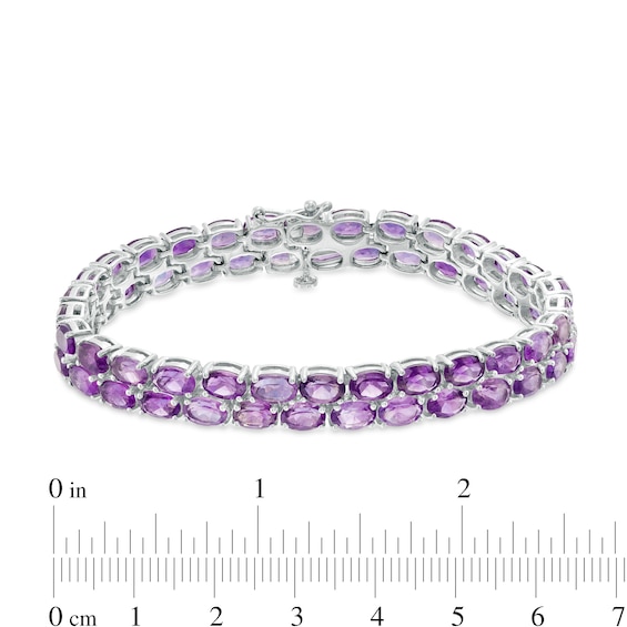 Oval Amethyst Double Row Bracelet in Sterling Silver - 7.25"