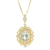 Thumbnail Image 1 of Oval Aquamarine and 1/15 CT. T.W. Diamond Vintage-Style Pendant in 10K Gold