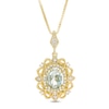 Thumbnail Image 0 of Oval Aquamarine and 1/15 CT. T.W. Diamond Vintage-Style Pendant in 10K Gold