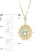 Thumbnail Image 2 of Oval Aquamarine and 1/15 CT. T.W. Diamond Vintage-Style Pendant in 10K Gold