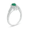 Pear-Shaped Emerald and 1/20 CT. T.W. Diamond Frame Split Shank Ring in Sterling Silver