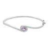 Thumbnail Image 0 of Oval Amethyst and Diamond Accent Frame Bypass Bangle in Sterling Silver