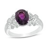 Thumbnail Image 0 of Oval Amethyst and 1/10 CT. T.W. Diamond "X" Shank Ring in Sterling Silver