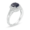 Thumbnail Image 2 of 8.0mm Black and Lab-Created White Sapphire Octagonal Frame Ring in Sterling Silver