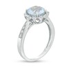 Thumbnail Image 2 of 8.0mm Sky Blue Topaz and 1/15 CT. T.W. Diamond Petal Frame Ring in Sterling Silver