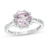 Thumbnail Image 1 of 8.0mm Amethyst and 1/15 CT. T.W. Diamond Petal Frame Ring in Sterling Silver