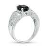 Thumbnail Image 3 of Oval Black Sapphire and Lab-Created White Sapphire Celtic Pattern Ring in Sterling Silver