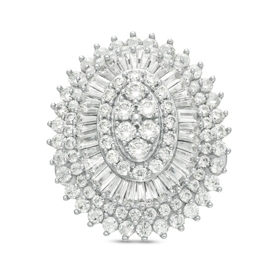 3 CT. T.w. Composite Diamond Oval Frame Starburst Ring in 10K White Gold