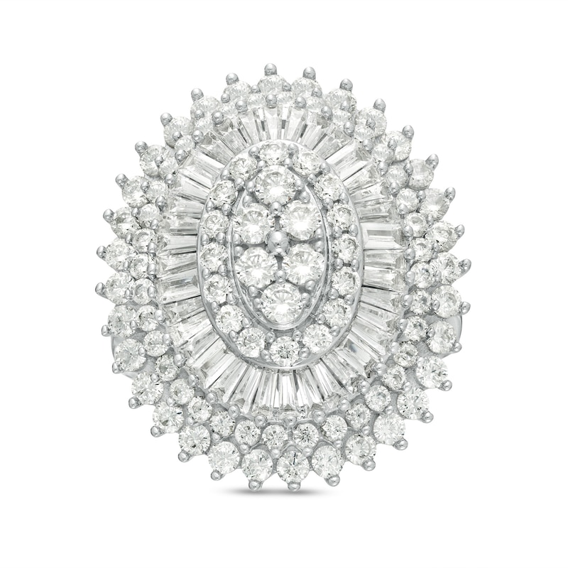 Main Image 1 of 3 CT. T.W. Composite Diamond Oval Frame Starburst Ring in 10K White Gold