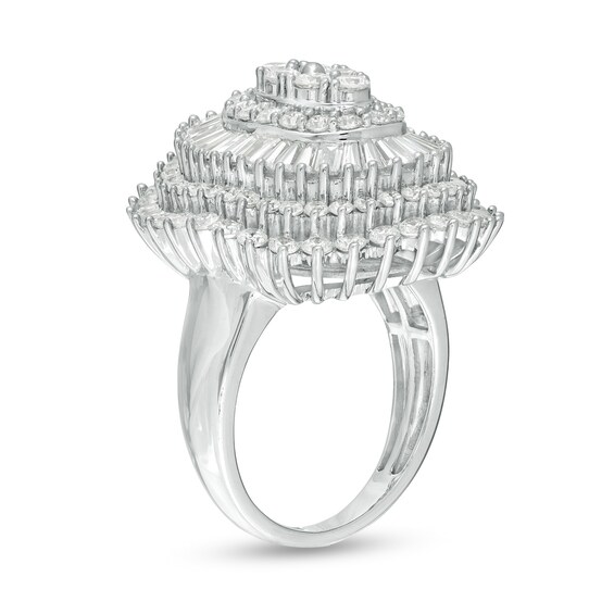 3 CT. T.w. Composite Diamond Oval Frame Starburst Ring in 10K White Gold