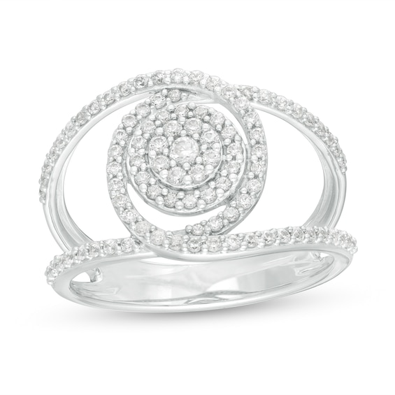 1/2 CT. T.w. Composite Diamond Swirl Ring in 10K White Gold