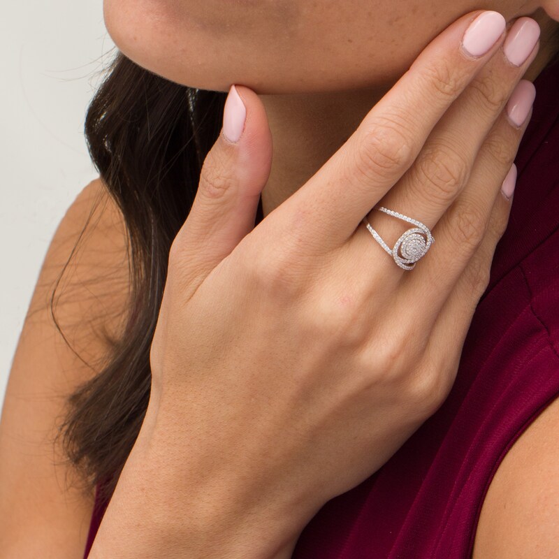 Main Image 2 of 1/2 CT. T.W. Composite Diamond Swirl Ring in 10K White Gold