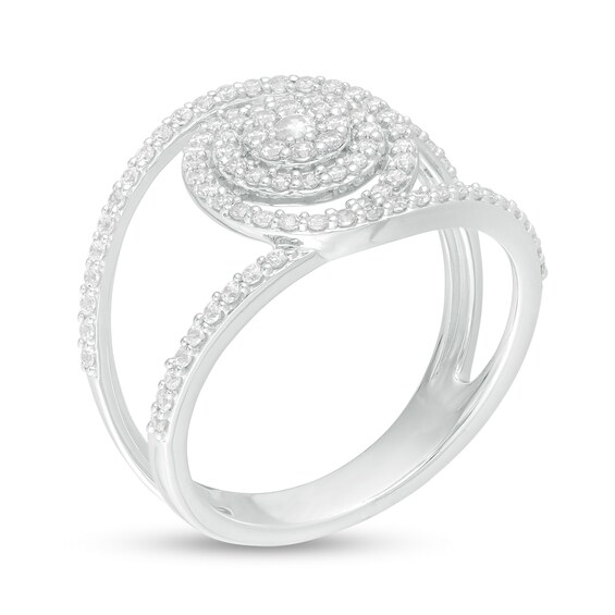 1/2 CT. T.w. Composite Diamond Swirl Ring in 10K White Gold