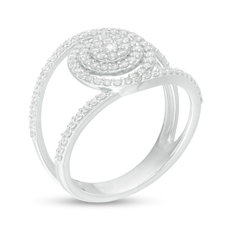 Main Image 3 of 1/2 CT. T.W. Composite Diamond Swirl Ring in 10K White Gold
