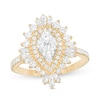 Thumbnail Image 1 of 1-1/2 CT. T.W. Composite Diamond Teardrop Starburst Frame Ring in 14K Gold