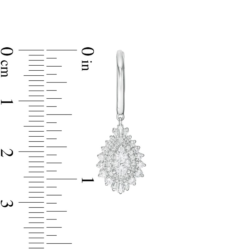 1 CT. T.W. Composite Diamond Teardrop Starburst Drop Earrings in 14K White Gold
