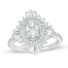 Thumbnail Image 1 of 1-1/4 CT. T.W. Composite Diamond Oval Starburst Frame Ring in 14K White Gold