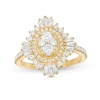 Thumbnail Image 0 of 1-1/4 CT. T.W. Composite Diamond Oval Starburst Frame Ring in 14K Gold