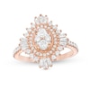 Thumbnail Image 0 of 1-1/4 CT. T.W. Composite Diamond Oval Starburst Frame Ring in 14K Rose Gold