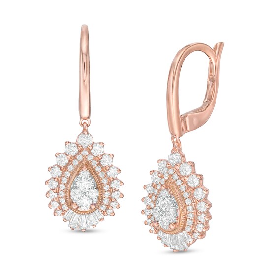 1 CT. T.W. Composite Diamond Teardrop Starburst Drop Earrings in 14K Rose Gold 1 CT. T.W. Composite Diamond Teardrop Starburst Drop Earrings in 14K Rose Gold