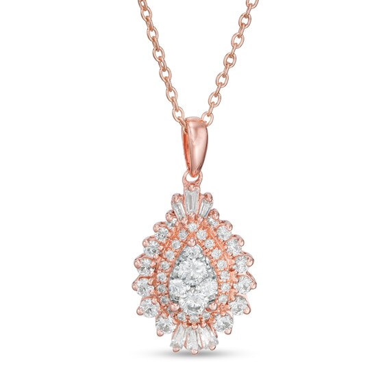 3/4 CT. T.W. Composite Diamond Teardrop Pendant in 14K Rose Gold - 17" 3/4 CT. T.W. Composite Diamond Teardrop Pendant in 14K Rose Gold - 17"