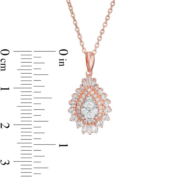 3/4 CT. T.W. Composite Diamond Teardrop Pendant in 14K Rose Gold - 17" 3/4 CT. T.W. Composite Diamond Teardrop Pendant in 14K Rose Gold - 17"
