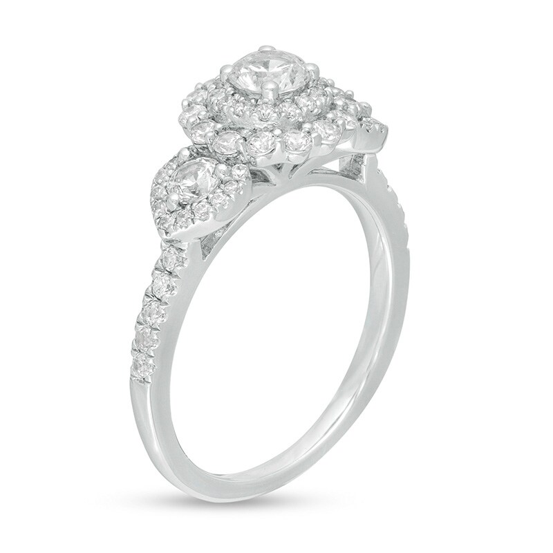 Main Image 3 of 1-1/4 CT. T.W. Diamond Past Present Future® Double Frame Engagement Ring in 14K White Gold